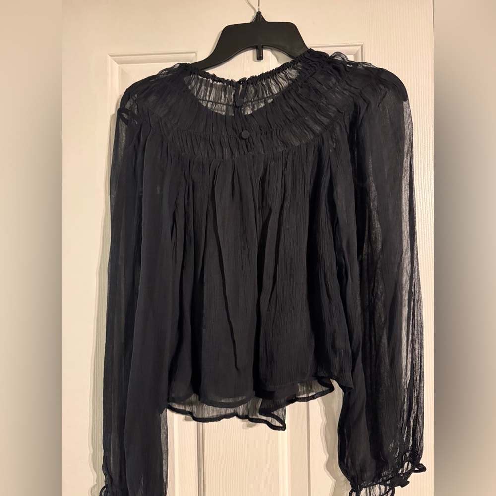 J. Crew Elegant Black Sheer Blouse - Picture 5 of 5